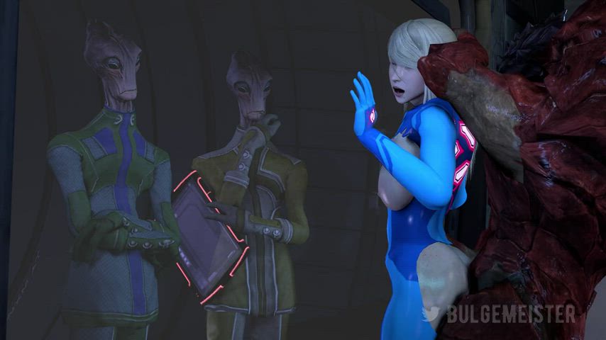 Samus helps test interspecies copulation (Bulgemeister) [Metroid / Mass Effect]