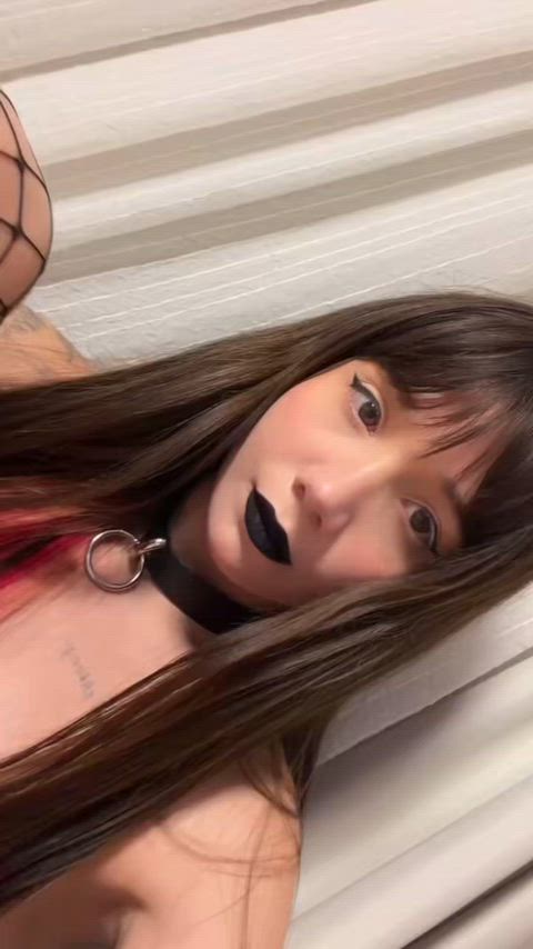 Shaved goth, waiting for Master's orders