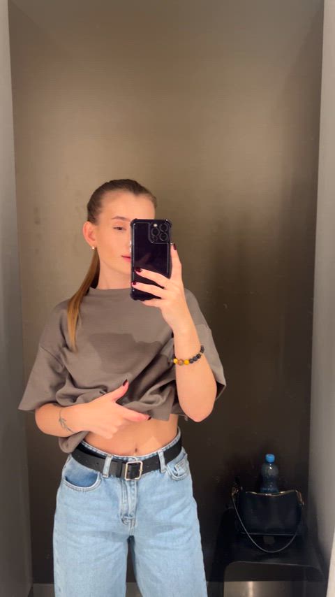Caught in the changing room… should I cover up or let you watch?