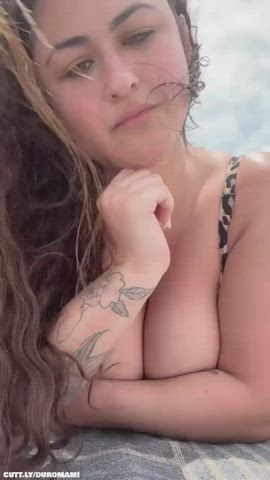 Amateur Beach Boobs Flashing Outdoor Public Tits Topless Porn GIF by duromami