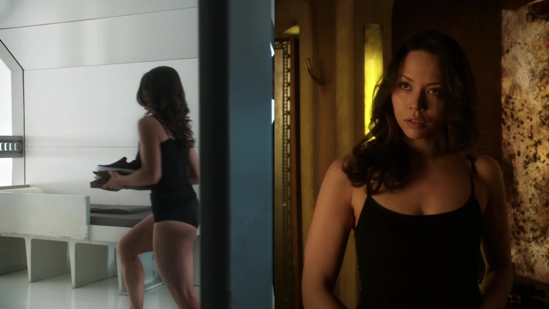 Melissa O'Neil, stripped down in Dark Matter