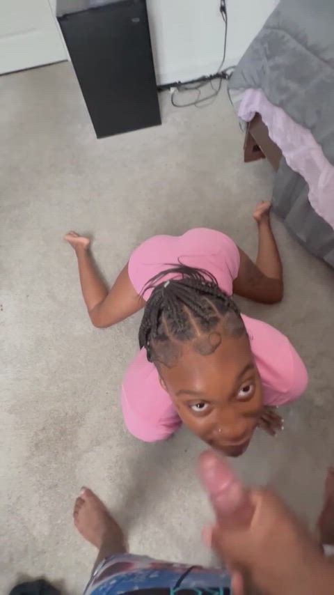 Cute girl in pink gets plastered