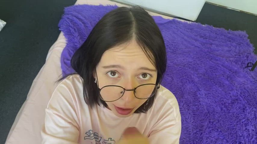 Amateur Blowjob Cum Cumshot Cute Eye Contact Facial Glasses Teen Porn GIF by cyberlycrush