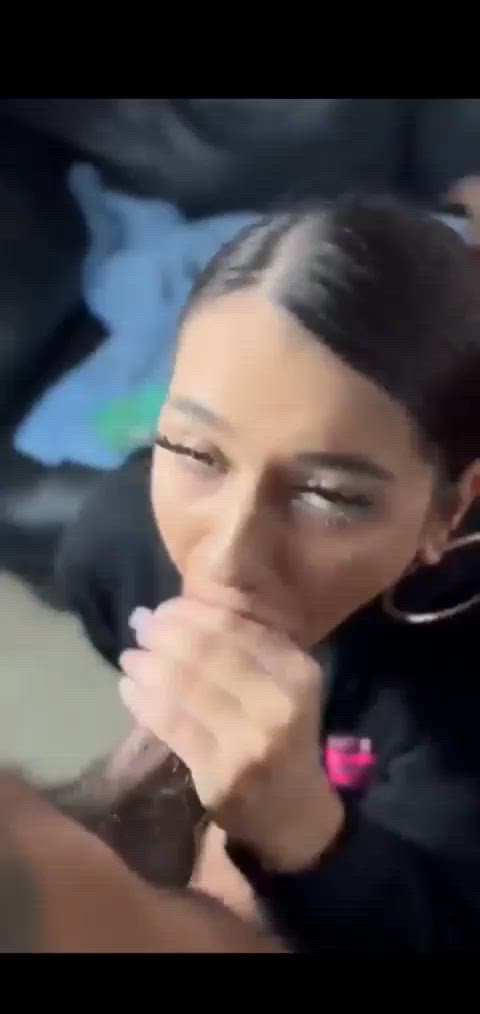 Amateur BBC Big Dick Blowjob Brunette Cute Handjob Homemade Interracial POV Porn GIF by populardick