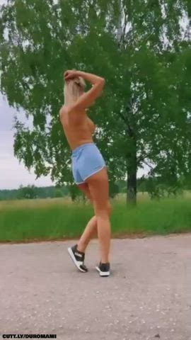 Blonde Boobs Dancing Flashing Public Tits Topless Porn GIF by duromami