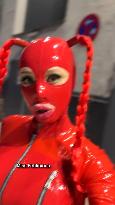 Babe Big Tits Boobs Catsuit Homemade Latex Latex Gloves OnlyFans Pornstar Solo Porn GIF by missfetilicious