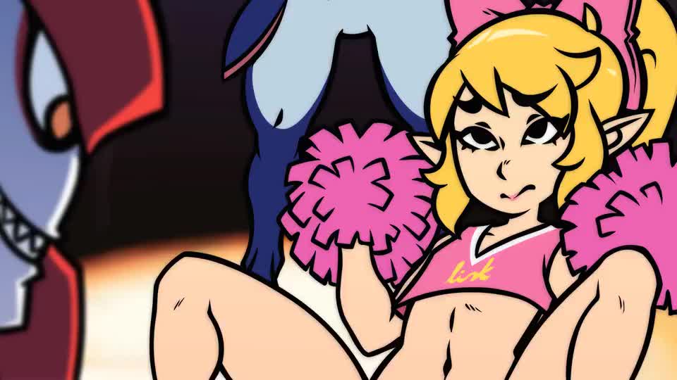 Crossdressing Link has some fun with the Zora's