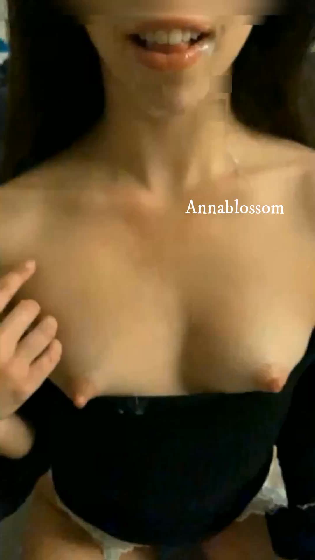 Facial showing. Perky tiny tits.