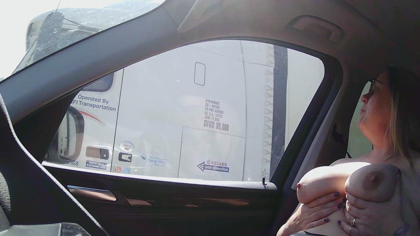 She really loves flashing truckers!