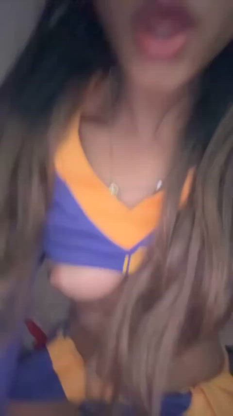 horny teen slut cheerleader rides dildo until she forces herself to cum 🤤