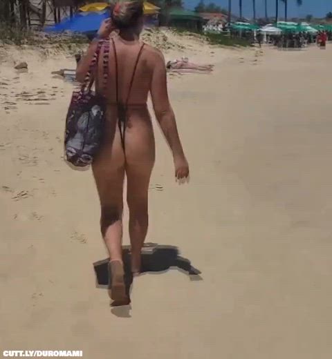 Amateur Ass Beach Brazilian Micro Bikini Public Seducing Tits Porn GIF by duromami