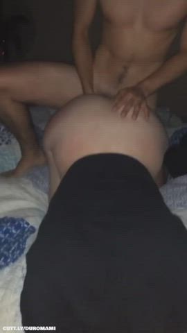 Amateur Big Ass Cuckold Handjob Hotwife Rough Sharing Spitroast Threesome Porn GIF by duromami