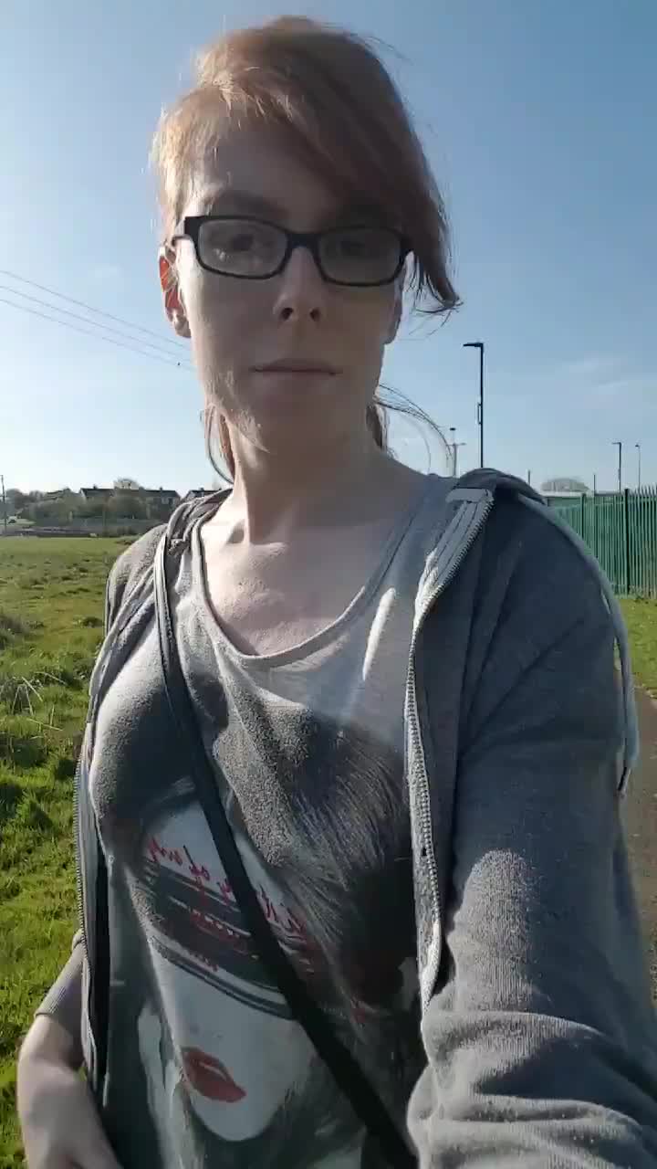 Walking outside with a titty drop
