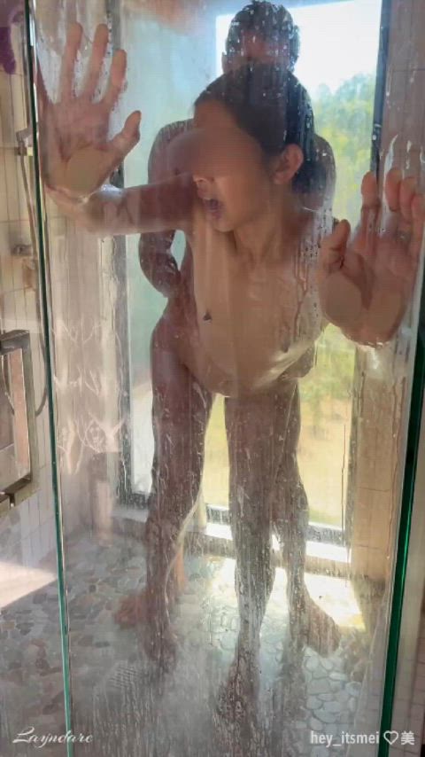 Fucks Asian Babe in the Bathroom Shower