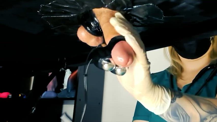 Real nurse knows how to use the milking table! [MF]
