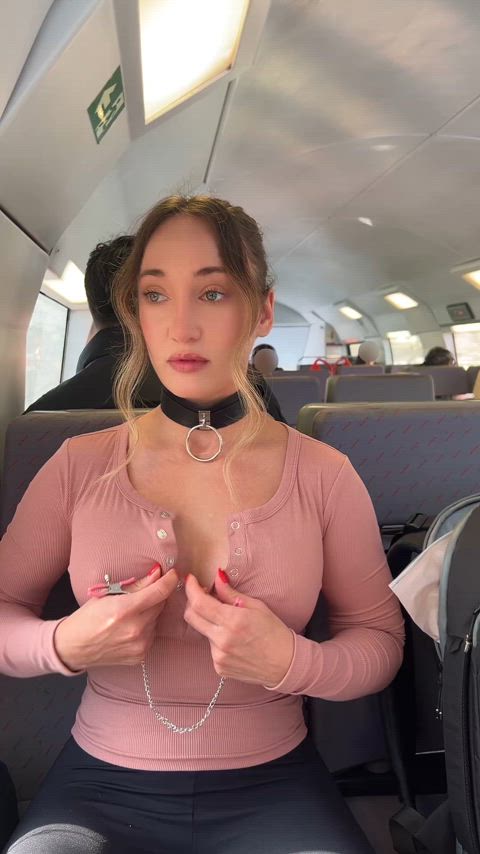 Pinned nipples and a pressed throat—just another public ride