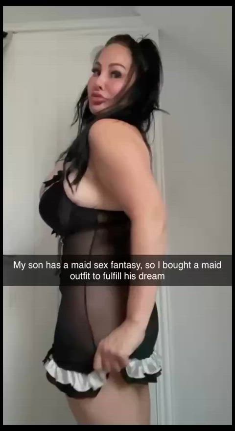 Buy a maid uniform to fulfill my son sex fantasy💦