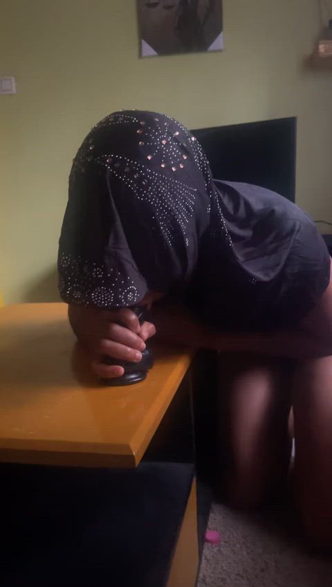 Sucking with my hijab on like the dirty whore I am