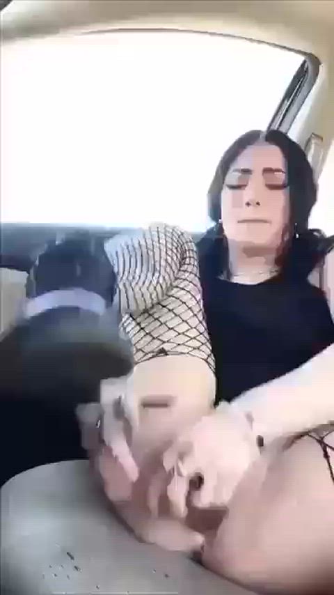 Amateur Car Dildo Fishnet Orgasm Outdoor Public Pussy Real Orgasm Solo Porn GIF by populardick