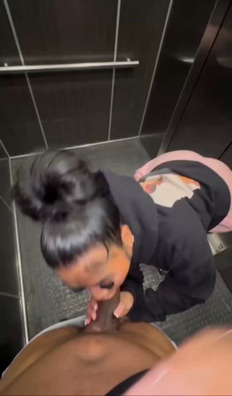 Amateur Asian BBC BBC slut Big Dick Blowjob Creamy Elevator Oral Public Porn GIF by populardick