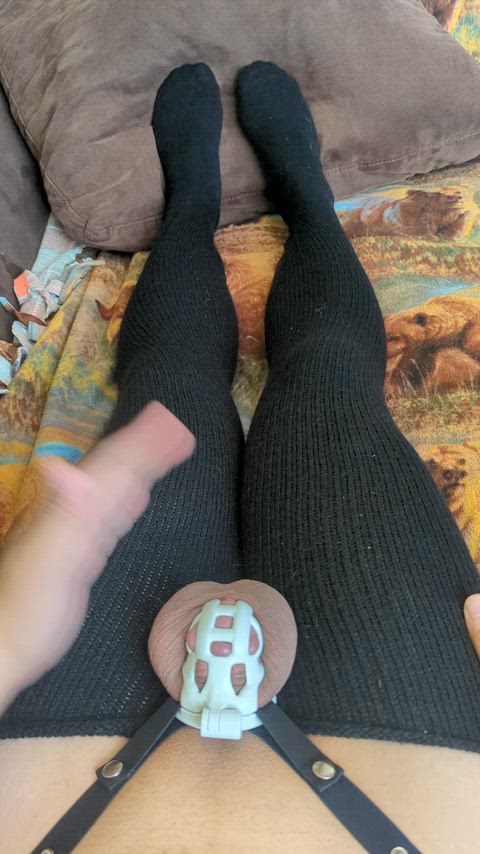 My locktober reward, a handsfree ruined orgasm with incredible hang time