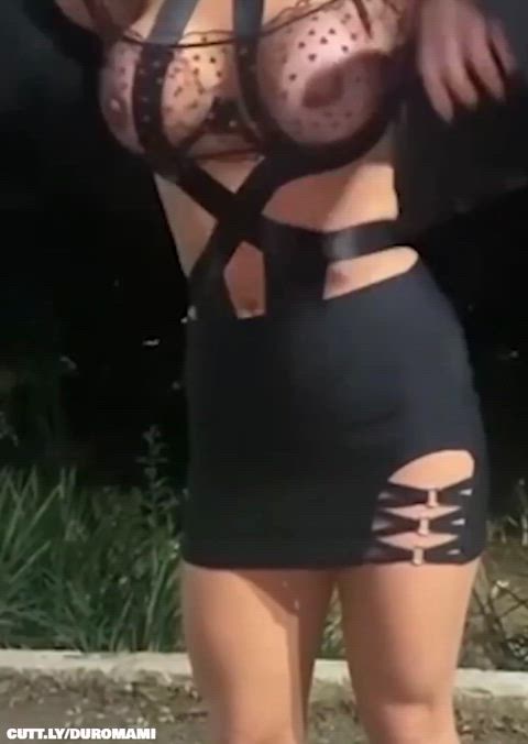 Amateur Dogging Exhibitionist Handjob Hotwife Public See Through Clothing Slut r/ExposedToStrangers Porn GIF by duromami