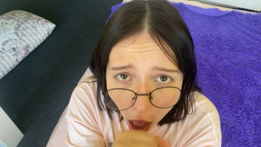 18 Years Old Blowjob Cum Cumshot Cute Facial Glasses Handjob Teen Porn GIF by cyberlycrush