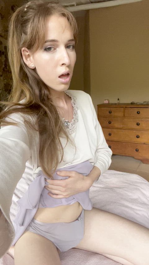 Would you stay if you saw me rubbing my girl cock? ;)