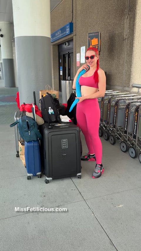 Airplane Fetish Funny Kinky Leggings Public Red Hair Redhead SFW Tentacles Porn GIF by missfetilicious