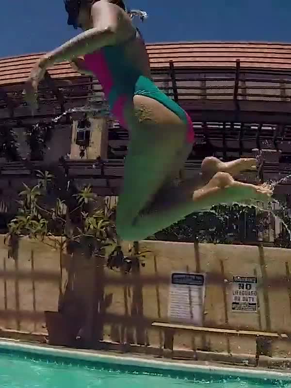 Tiff Jumping into Pool