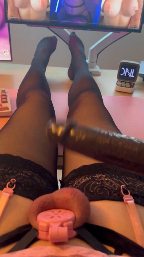Inverted cage is starting to make a pussy out of my clit