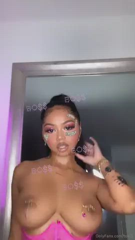 Babe Bouncing Tits Ebony NSFW Naked Natural Nipple Clamps Nude Tattoo Titty Drop Porn GIF by populardick